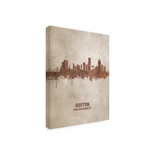 Michael Tompsett 'Boston Massachusetts Rust Skyline' Canvas Art,14x19